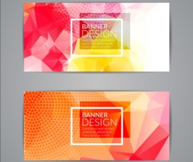 Geometric shapes with colored banners vectors 10