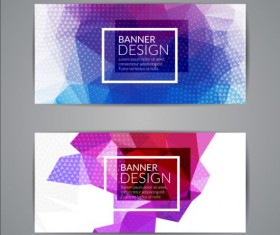 Geometric shapes with colored banners vectors 11