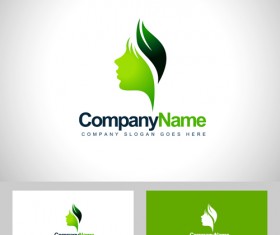 Girl head logos with business card vector