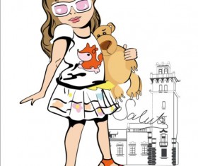 Girl with sunglasses vector