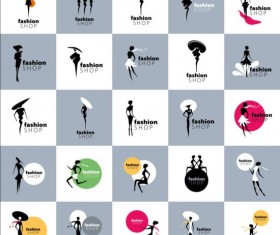 Girls and clothing fashion shop logos vector 01