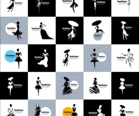 Girls and clothing fashion shop logos vector 03