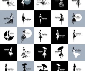 Girls and clothing fashion shop logos vector 04