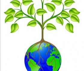 Globe with tree logos vector design 01