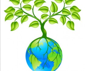Globe with tree logos vector design 02