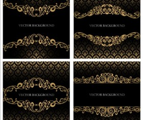 Gold with dark vintage background vecor set 01
