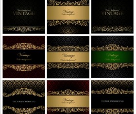 Gold with dark vintage background vecor set 02