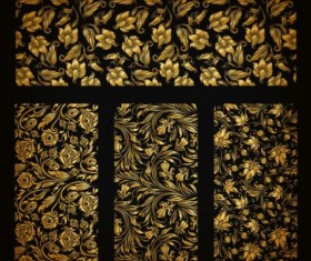 Golden floral ornaments vector material 02