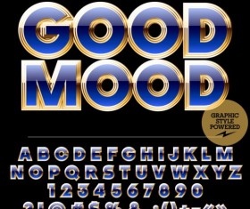 Golden with blue number and alphabets vector