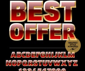 Golden with red number and alphabets vector
