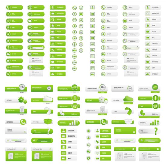 Green User web buttons ai set