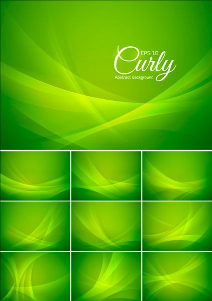 Green curly abstract vector background