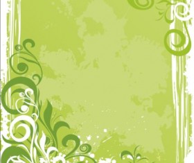 Green decor floral with grunge background vector 02