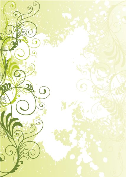 Green decor floral with grunge background vector 03