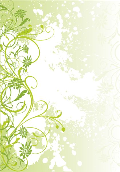 Green decor floral with grunge background vector 05