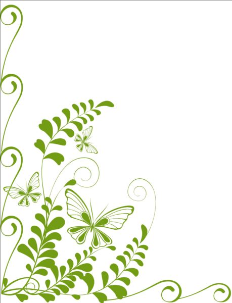 Green decor floral with grunge background vector 07 free download