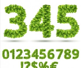 Green leaves numbers with sign vector