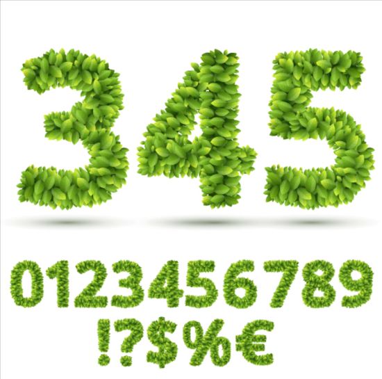 Green leaves numbers with sign vector
