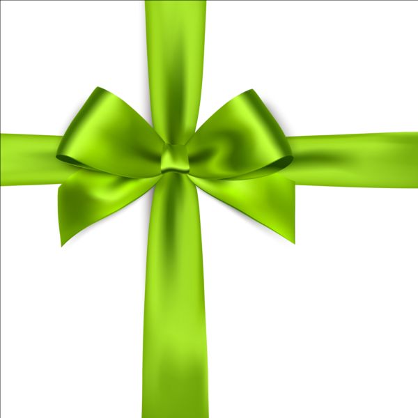 Green ribbon bows vector
