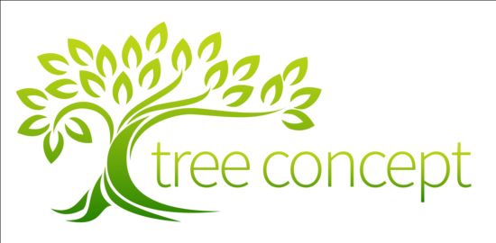 Green tree logos vector graphic 01