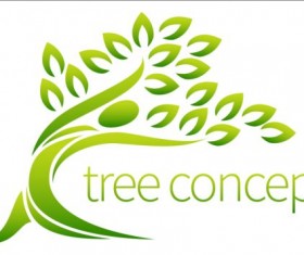 Green tree logos vector graphic 02