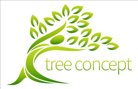 Green tree logos vector graphic 02