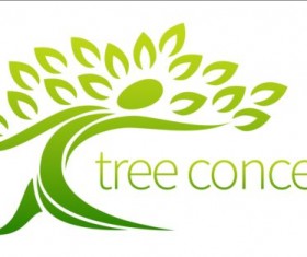 Green tree logos vector graphic 04
