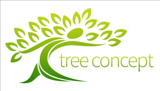 Green tree logos vector graphic 04