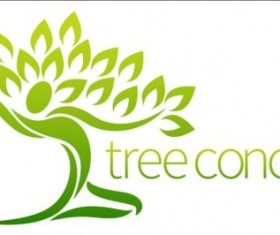 Green tree logos vector graphic 01 free download