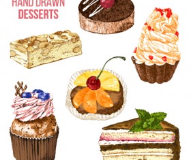Hand drawn dessetts vector set
