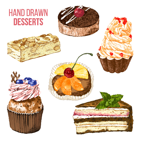Hand drawn dessetts vector set free download