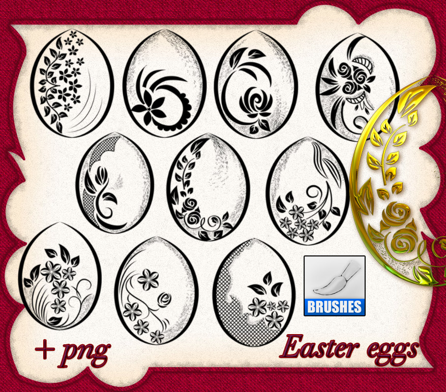 Hand drawn easter eggs photoshop brushes