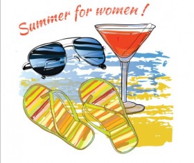 Hand drawn summer holiday backgrouns set 01