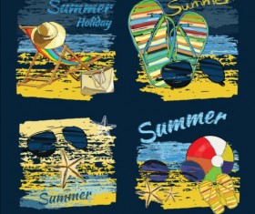 Hand drawn summer holiday backgrouns set 02