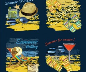 Hand drawn summer holiday backgrouns set 03