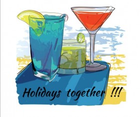 Hand drawn summer holiday backgrouns set 04