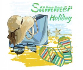 Hand drawn summer holiday backgrouns set 06