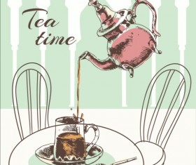 Hand drawn tea time vector background 01
