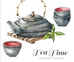 Hand drawn tea time vector background 03