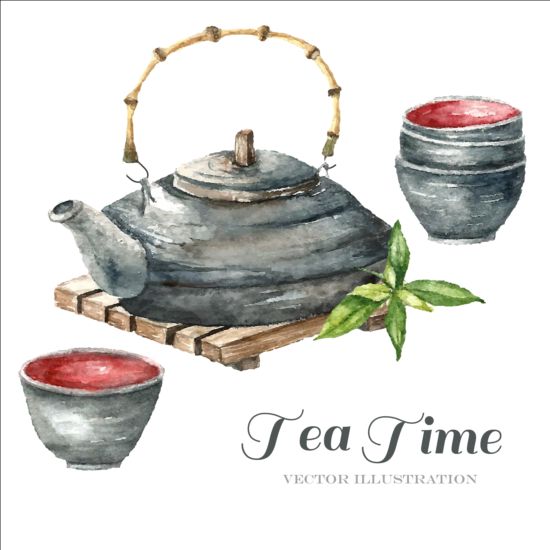 Hand drawn tea time vector background 03
