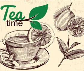 Hand drawn tea time vector background 04