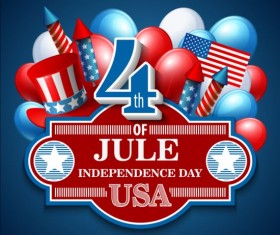 Happy independence day with balloons background vector 03