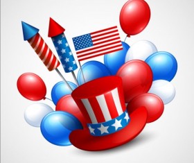 Happy independence day with balloons background vector 07