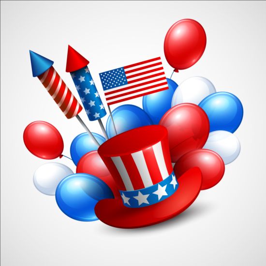 Happy independence day with balloons background vector 07