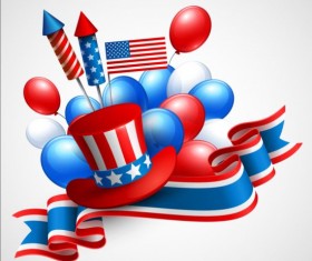 Happy independence day with balloons background vector 08
