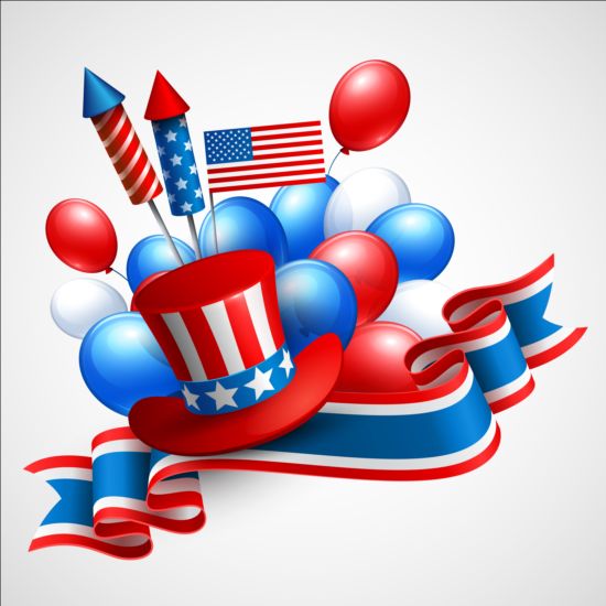 Happy independence day with balloons background vector 08