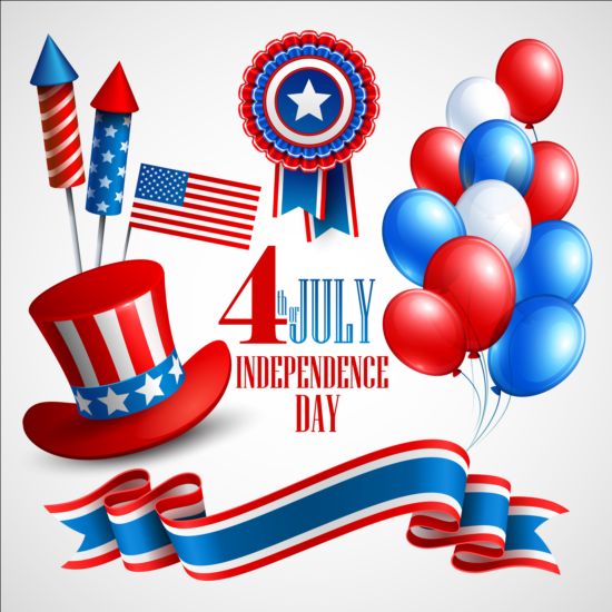 Happy independence day with balloons background vector 09