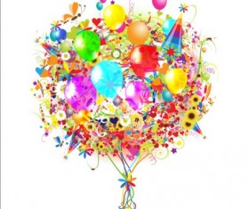 Holiday floral with balloons vector