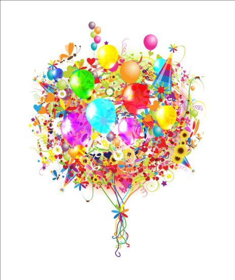 Holiday floral with balloons vector
