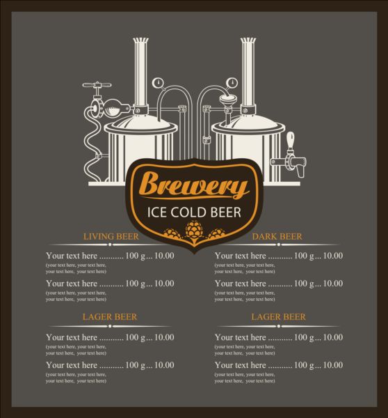 Ice clod beer menu vintage vector